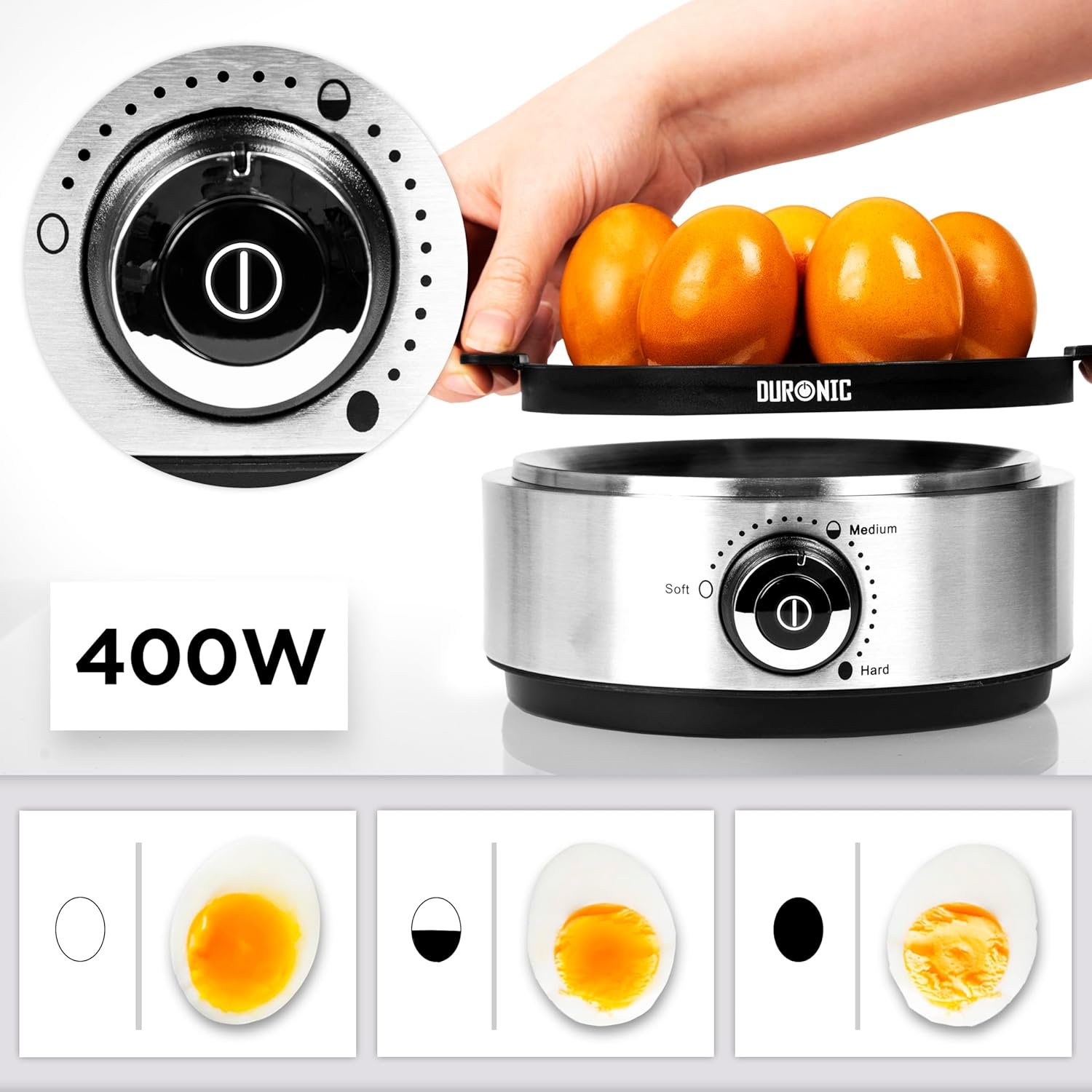 EB40 BK Electric Egg Boiler, Steamer and Poacher for 7 Soft, Medium or Hard Boiled Eggs 3