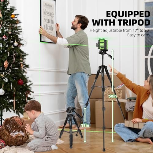 360° Laser Level with 1.3m Tripod, Self Leveling Rechargeable Laser Level for Construction and Picture Hanging 3