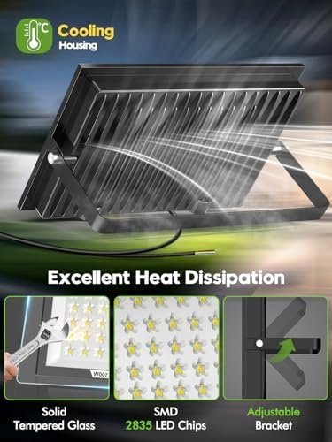 Flood Lights Outdoor 200W, 20000LM Super Bright LED Floodlight Outdoor, 6500K Cool White Security Light, IP66 Waterproof Wall Light for Garden, Garage, Yard, Parking Lot, Warehouse 3